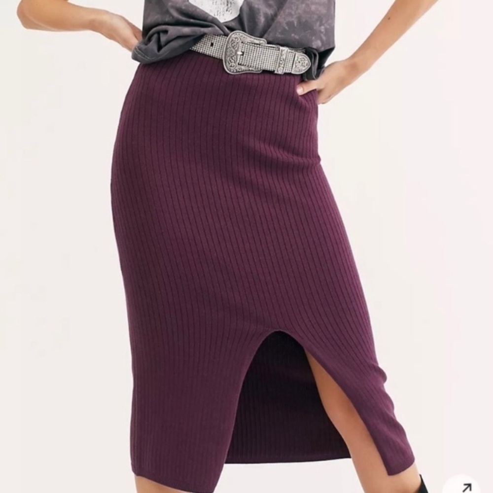 Free People Skyline Midi Skirt in Purple